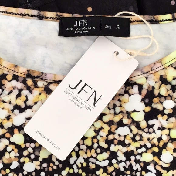 New! JFN Black and Gold Confetti Print Long-Sleeve Tee - Medium 8-10 US - Picture 3 of 4